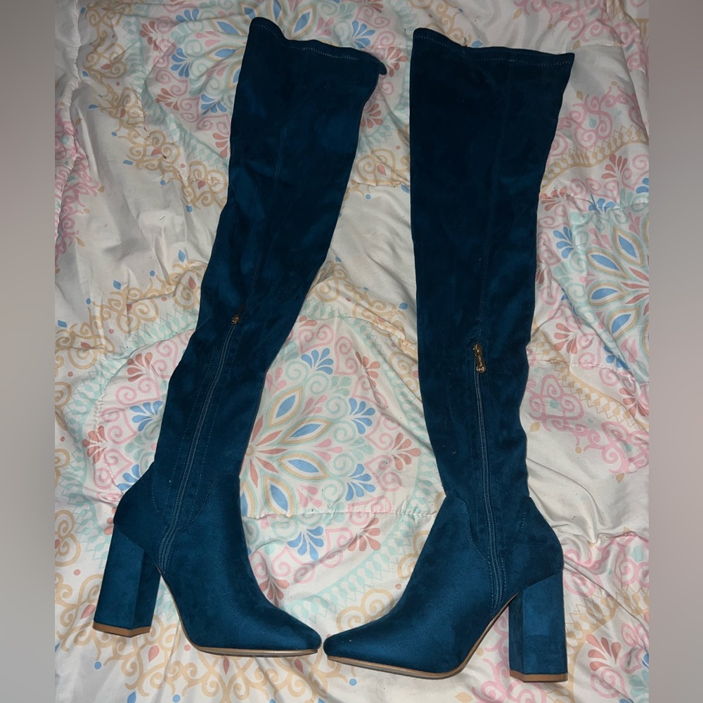 Cape Robbin Teal Thigh High  Boots